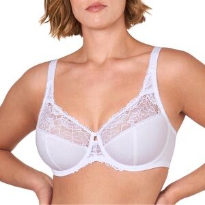 Full Coverage Unlined Minimizer Lace Bra With Underwire